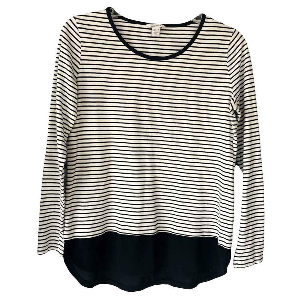- NAUTICA Striped‎ Blue/Cream women’s Long Sleeves top Sz M
